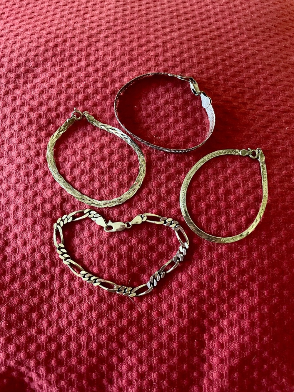 Lot of 4 Sterling Silver 925 Bracelets Stamped Italy
